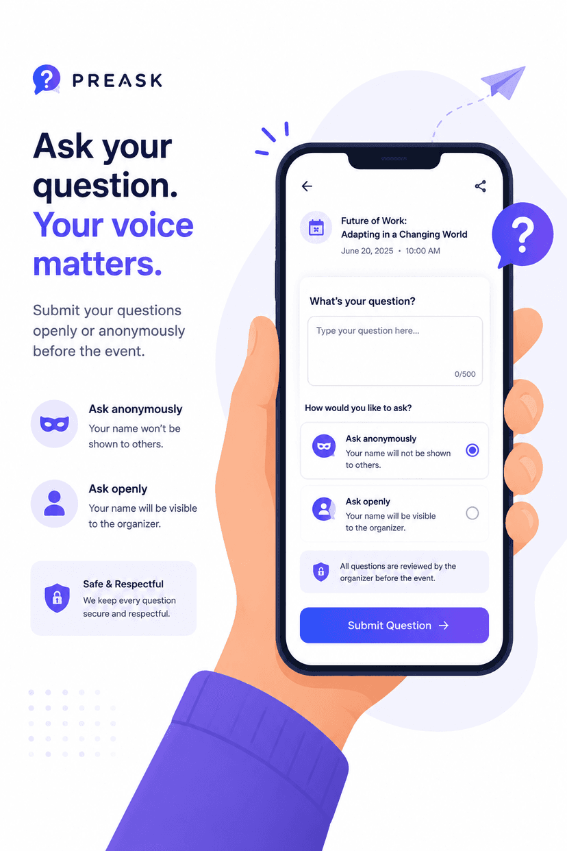Preask mobile experience — Ask your question, your voice matters